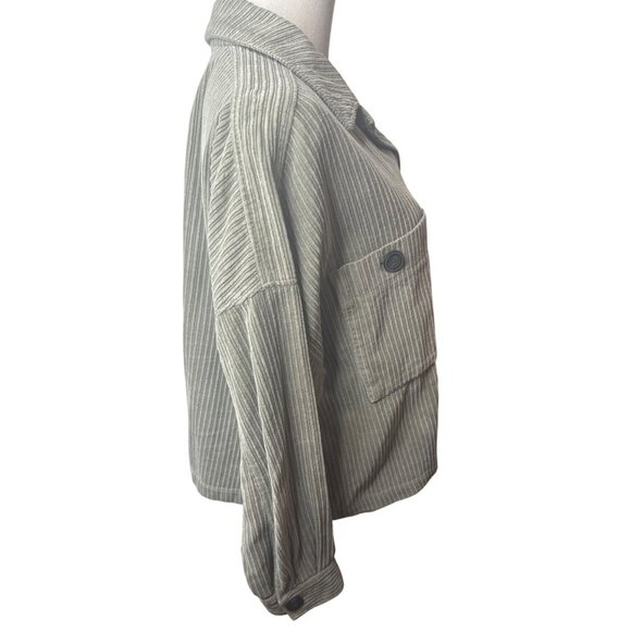 ZARA Light Olive Green Corduroy Medium Button-Up Jacket Drop Sleeve - Picture 9 of 13